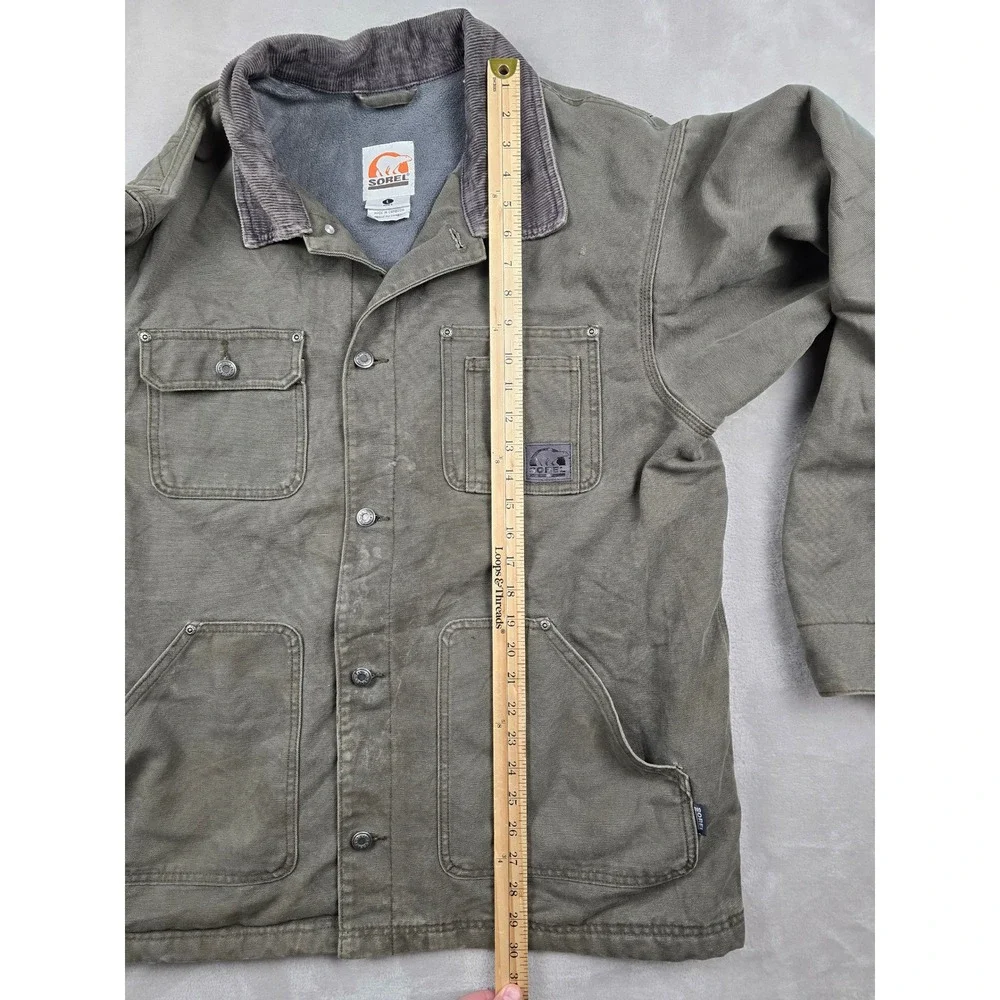 Vintage Sorel Canvas Work‎ Jacket Mens L Corduroy Collar Fleece Lined Distressed